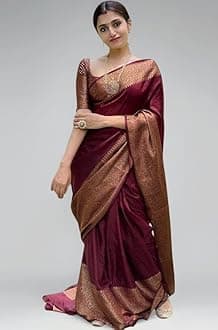 Women's Soft Pure Kanjivaram Silk Saree For Wedding Banarasi Cotton Sari With Blouse Piece (Yatri-51)