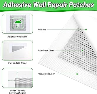 Mckanti Drywall Repair Kit - Spackle & Patch for Wall Holes, Includes 4 Pcs Drywall Patch, Sandpaper, Scraper