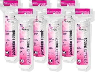 Swisspers Premium 100% Natural Cotton Rounds, Hypoallergenic, Reclosable Bags, 100-Count Bags, 6-Pack (600 Rounds Total)