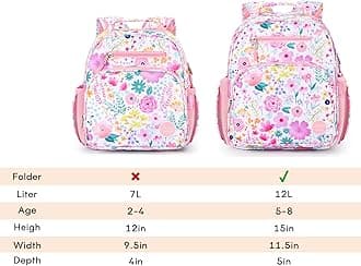 mibasies Kids Backpack for Girls: Girls Backpack 5-8 - Kindergarten Elementary School Bookbag for Girl - Flower