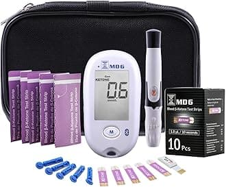 Blood Ketone & Glucose Monitoring System | Track Your Ketones & Ketogenic Diet Progress | Ketosis Test Kit with Lancing Device, 10 Keto Strips + 50 Lancets