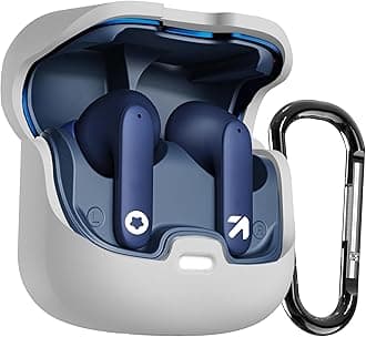 Sounce Earphone Case Cover Compatible for Boult Audio Z40, Soft Silicone Skin Case Cover Shock-Absorbing Protective Case with Keychain [Front LED Visible] (Grey)