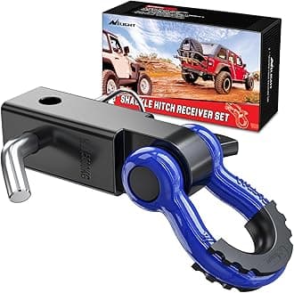 Nilight Shackle Hitch Receiver 2Inch 45000 LBs Breaking Strength 3/4" D Ring Shackle w/Trailer Hitch Pin Heavy Duty Solid Recovery Towing Kit for Trucks Jeeps Off Road,2 Years Warranty