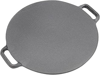 Warmiehomy Cast Iron Griddle Pan Grill,32cm Non-Stick Dosa Pizza Crepe Pan,Baking BBQ Skillet with Handles for Oven Gas Induction Electric Hob,Round