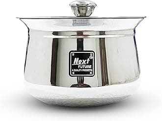 NEXT Future - Heavy Gauge Dahi/Curd/Milk Pot Stainless Steel Handi/Bartan/Utensils, 400ml - Highly Polished Cookware & Serveware Handi for Kitchen with Lid & Knob, 400ml