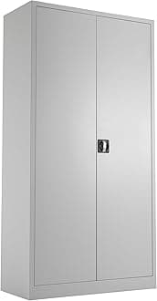 Office Hippo Steel Storage Cabinet, Lockable, Double Door, 4 Adjustable Shelves, 50kg Capacity, Grey, 179cm H
