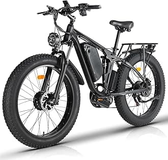 Smlro V3 Plus Electric Bicycle 2000W Dual Motor Ebike 48V 22.4Ah Mountain Snow E Bike 35MPH Electric Bicycle 26" Fat Tire 7 Speed MTB for Trail Riding Excursion Commute
