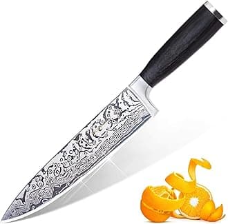 Michelangelo Super Sharp Professional Chef's Knife with Etched Pattern, High Carbon Stainless Steel Japanese Knife, Chef Knife for Kitchen - 02