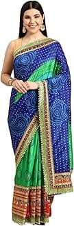 Pandadi Saree Women's Soft Dola Silk With Bhandhani With Colourful Embroidery Heavy Lace Saree With Blouse (Multicolor)