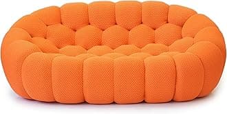 Bubble Couch, Curved Loveseat Sofa, Memory Foam Mesh Fabric Round Lazy Floor Couch, Bubble Sofa with 3D Honeycomb Shape Curved Sofas for Living Room, No-Assembly (Orange, 78.74")