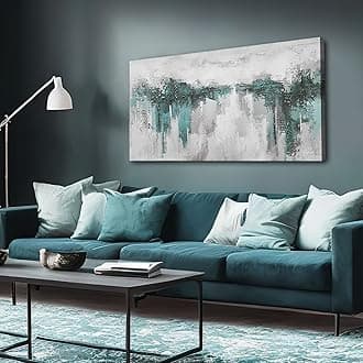 XIANSHOU Green Wall Decor Posters & Prints/Abstract Cityscape Painting/Morden Textured Picture for Living Room Bedroom Home Office Wall Decor 24x48 Inch