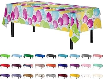 Exquisite 12 Pack Premium Quality Balloon Design Plastic Tablecloth - 54 Inches by 108 inches of Fabulous Rectangle Birthday Tablecloth with Balloon Design for 8 Foot Party Table…