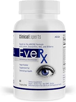 Navan EyeRx Antioxidant AREDS 2 Eye Vitamins & Minerals Supplement for General Eye Health by Clinical Experts - Lutein, Zeaxanthin, NAC, Bilberry, Zinc, Vitamin C - Kosher Certified, 60 Capsules