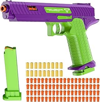 Soft Bullet Toy Gun - Stress Shot with Semi-Automatic Mode, Realistic Shell Ejecting Toy Guns, Birthday (Purple)