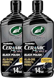 Hybrid Solutions Ceramic Acrylic Black Car Polish and Wax, Car Scratch Remover & Car Paint Restorer for Black Cars, Deep Shine, Ceramic Coating Protection & Water Beading, 14 oz (Pack of 2)