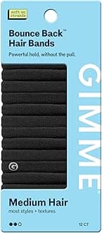 Gimme Beauty Medium Hold Hair Bands - Seamless Spandex & Nylon Ties for All Hair Types - Damage-Free, Comfort Fit Ponytail Holders - No-Crease Elastic Bands for Daily Use - 12 Pack, Black