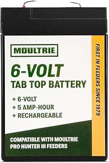 6 Volt Tab Top Battery - Designed for Moultrie Pro Hunter 3 Series Feeders - 5 Amp Hour - Rechargeable