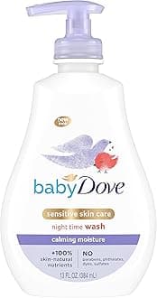 Baby Dove Sensitive Skin Care Baby Wash Calming Moisture For a Calming Baby Bath Wash Hypoallergenic and Tear-Free, Washes Away Bacteria 13 oz