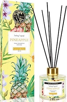 Soul & Scents 120ml Pineapple Reed Diffuser Set | Free 6 Fiber Reed Sticks | Stress Relief & Aromatherapy | Long-Lasting, Smoke-Free Air Freshener for Home, Bedroom & Office | Ideal for Gifting