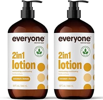 Everyone 2-in-1 Lotion for Hands/Body, 32 ounce (Pack of 2) Coconut and Lemon made with Essential Oils for Men and Women
