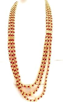 Adyashree Emporium Traditional Temple Jewellery Lakshmi pendant set ruby Pearl Mango Design Mohan mala haram. Latest Wedding Jewellery Necklace for Women and Girls