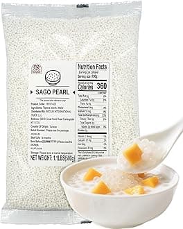 Sago Pearls, Small Tapioca Pearls 1.1 lbs (500g) – White Sago for Desserts and Bubble Milk Tea, All-Natural, Vegan, Non-GMO, Gluten-Free