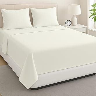 ARlinen King Waterbed Sheet Set - 4 Piece, 100% Cotton, 12 Inch Deep Pockets, Attached Design, Extra Soft Solid Ivory Bed Sheets