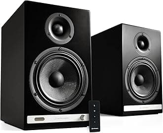 Audioengine Audio Engine, HD6 Wireless, Powered Speaker, Bookshelf Home Music System, Bluetooth aptX HD Compatible, Built-in DAC Amplifier, Wired / Wireless Connection, AUX Input, Optical Digital SPDIF Input, RCA Input, Subwoofer Connection, 24-bit DAC, 150W (Black)