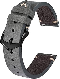 BISONSTRAP Men's Watch Bands, Hand-Stitched Leather Watch Straps, Quick Release, 18mm 19mm 20mm 21mm 22mm