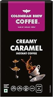 COLOMBIAN BREW COFFEE Creamy Caramel Instant Powder, No Sugar Vegan, 50gm