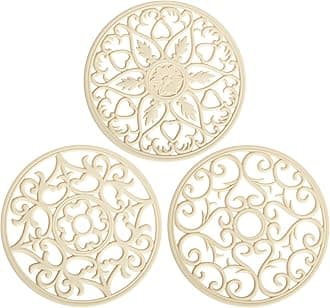 Smithcraft Beige Pot Holders for Kitchen, Trivets for Hot Pots and Pans, Silicone Mat, Hot Pads Trivet, Silicone Pot Holders, Potholders, Table Pad, Multi-use Intricately Carved Heat Resistant Mat