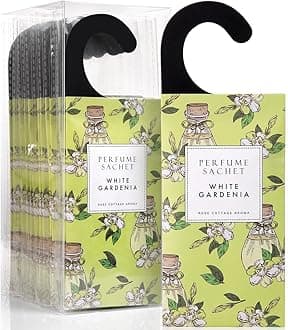 ROSE COTTAGE Large 12 Packs White Gardenia Hanging Closet Deodorizer Air Freshener Long Lasting Scented Sachets Smell Goods for House
