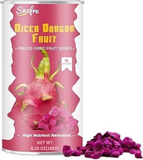 Freeze Dried Dragon Fruit, 6.53OZ/185G Freeze Dried Fruit, Frozen Drago n Fruit, Freez e Dri ed Dragon Fru-it Cubes, No Added Sugars, Drie d Frui t for Cereal, Yogurt, Salads, Smoothies
