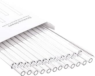 12" Long Clear Reusable Plastic Replacement Drinking Straws for 40oz 30oz 24oz Mason Jar,Tumblers, Set of 12 with Cleaning Brush (12inch,Clear)