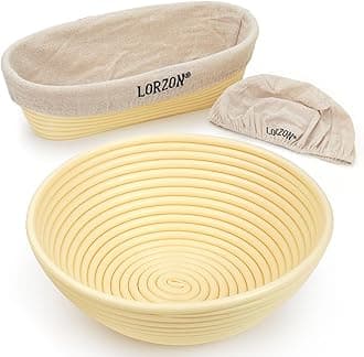 Banneton Bread Proofing Baskets Set, 10″ Round & 11″ Oval Sourdough Proofing Baskets with Liners, Proofing Bowls for Sourdough Bread (Plastic)