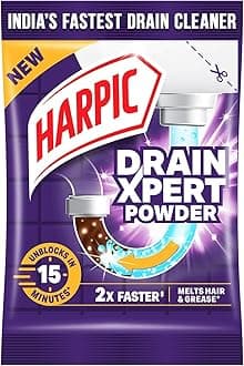 Harpic Drain Xpert Drain Cleaning Powder (50g) | Removes Blockages in Pipes, Sinks & Septic Tanks| Works within 30 minutes | Melts Grease & Dissolves Hair