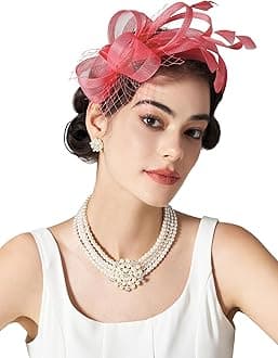 Fascinators Headband with Feather, Women's Tea Party Hat for Kentucky Derby, Cocktail, Wedding, Fancy Dress Party