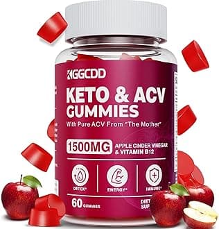 Keto ACV Gummies Advanced Weight Loss, Keto Gummy Supplement for Women and Men, with 1500MG Apple Cider Vinegar & Vitamin B12, Vegan & Non-GMO, Detox & Cleanse, Low-Carb, 60 Count