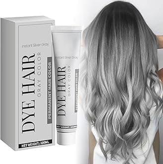Silver Grey Natural Hair Dye Cream, Unisex Light Grey Color Cream, Instant Gray Dye for All Hair Types, Non-Damaging, Easy to Apply and Clean (1, 100ml)
