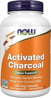 NOW Foods Supplements, Activated Charcoal Made from Coconut Shells, Non-GMO Project Verified, Detox Support*, 200 Veg Capsules