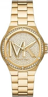 Michael Kors Lennox Watch for Women, Gold Tone Quartz Three Hand Movement with Stainless Steel Strap