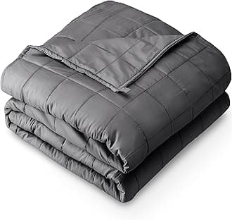 Weighted Blanket Full or Queen Size 12lb (48" x 72") for Adults - All-Natural 100% Cotton - Premium Heavy Blanket Nontoxic Glass Beads (Grey, 48"x72")