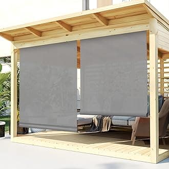 TANG Exterior Roller Shade 7'Wx10'H Outdoor Patio Shades Roll Up Blinds Sunshades for Deck Porch Pergola Balcony Backyard, Grey