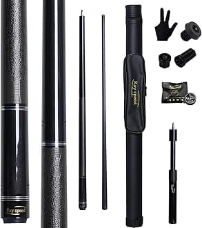 Carbon Fiber Pool Cue Stick 12.5mm Rainbow Tip Low Deflection Pool Stick with Uni-loc Pin Joint and Extension Pool Stick-20 oz