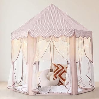 Wilwolfer Princess Castle Play Tent for Girls Large Kids Play Tents Hexagon Playhouse with Star Lights Toys for Children Indoor Games