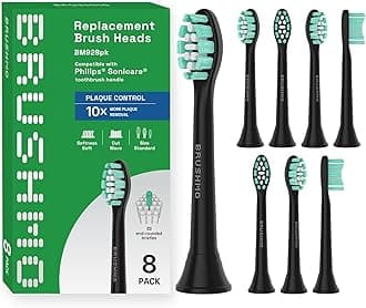 Brushmo Replacement Toothbrush Heads Compatible with Sonicare Electric Toothbrush, Black, 8 Pack