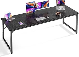 Computer Desk, 70 Inch Office Desk, Gaming Desk with Storage, Writing Desk Work Desk for Home Office, Study, Long Simple Desk, Large Legroom, Metal Frame, Black