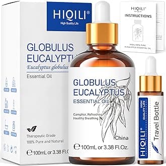 HIQILI Eucalyptus Essential Oil (100ML), 100% Pure Natural for Diffuser, Humidifier, Aromatherapy, Skin Care - 3.38 Fl Oz
