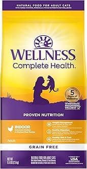 Wellness Natural Pet Food Complete Health Grain-Free Indoor Deboned Chicken Recipe Dry Cat Food, 5.5 Pound Bag