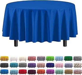 Exquisite 12-Pack Premium Plastic 84-Inch Round Tablecloth - Dark Blue